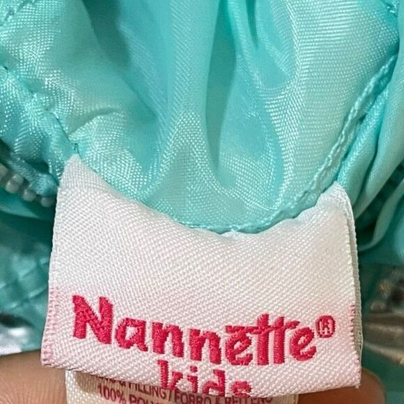 Nannette Kids Hooded Puffer Vest Baby Girls 6-9 Months Turquoise Blue Hearts Zip - Picture 7 of 10